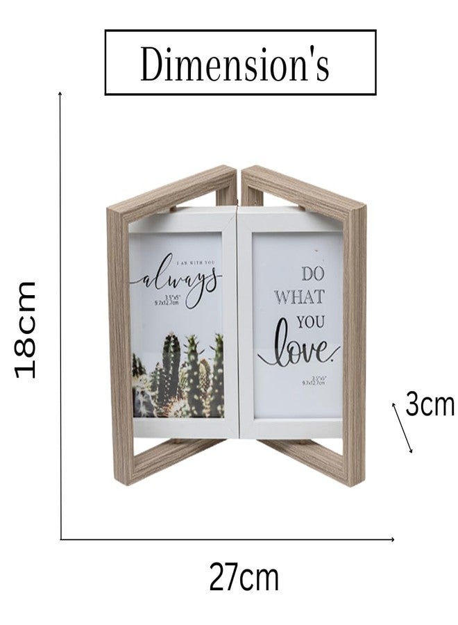EAZYWAGON Wooden Rotating Photo Frame - 3.5x5 Inch (Grey) | Double-Sided Vertical Frame for 4 Photos | Desktop Tabletop Photo Frames for Sweet Memories, Home Decor, Office Desk & Table Decoration - Image 3
